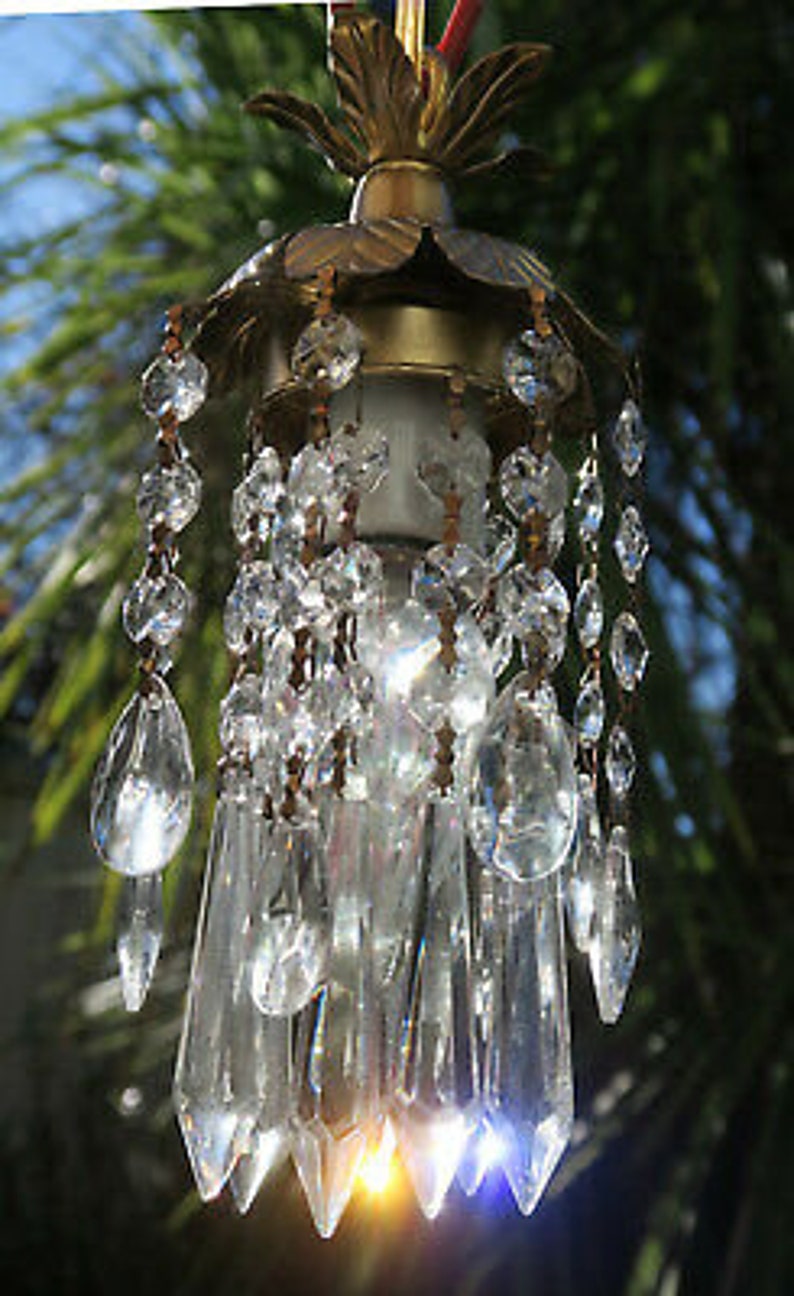 Hanging Pendant Swag Plugin Lamp Chandelier Crystal Prism Etsy