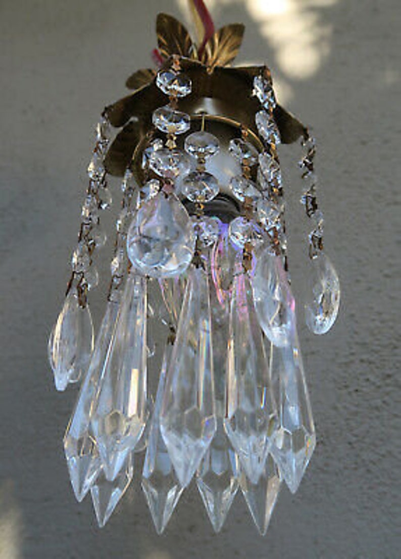 Hanging Pendant Swag Plugin Lamp Chandelier Crystal Prism Etsy