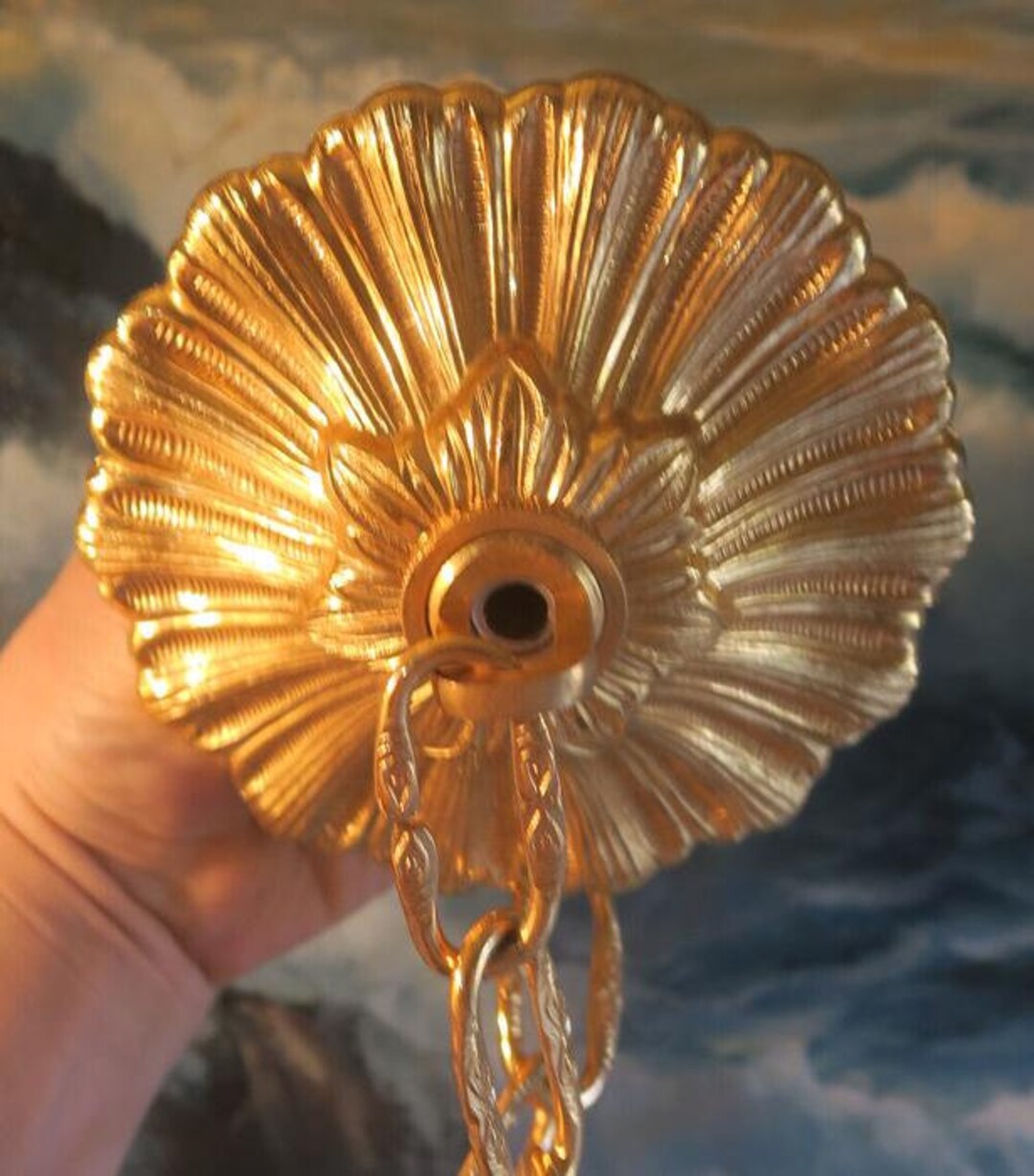 Gilded Vintage Brass Bronze Ceiling Canopy Lamp Chandelier - Etsy