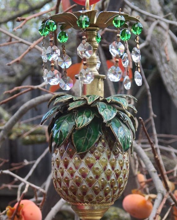 Vintage Pineapple Palm Lamp Swag Brass Chandelier… - image 7