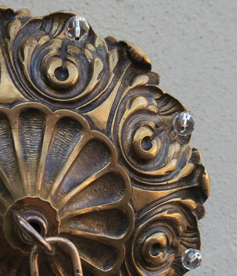 7.75" Rosette Vintage Brass Bronze Ceiling Medallion Canopy Lamp ...