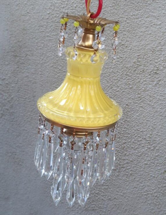 Vintage Lemon Yellow Lady Cupcake Glass Brass Swa… - image 5