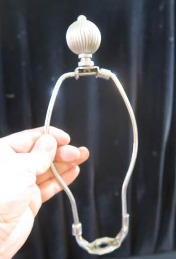 1 Shade Harp Holder Part For Lamp Metal Ribbed Large Ball Finial