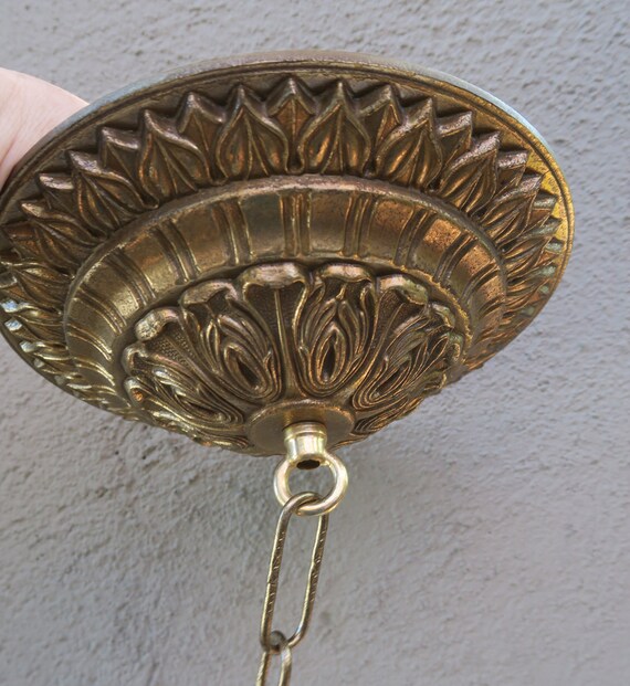 7 5 Rosette Vintage Brass Bronze Ceiling Canopy Lamp Etsy
