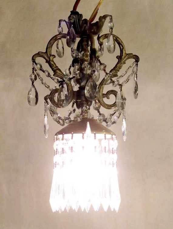Swag Lamp Chandelier Vintage Spelter Rococo Brass… - image 1