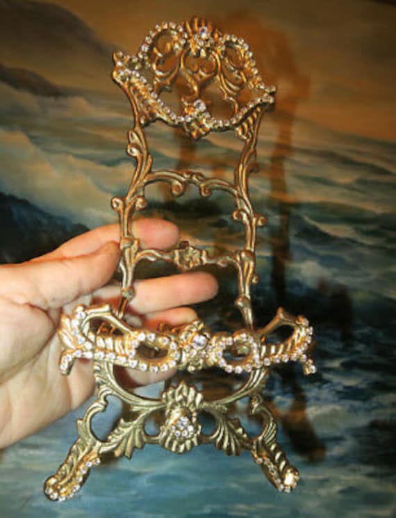 Beaded Brown and Silver Frame. Easel Frame. Table Picture Frame