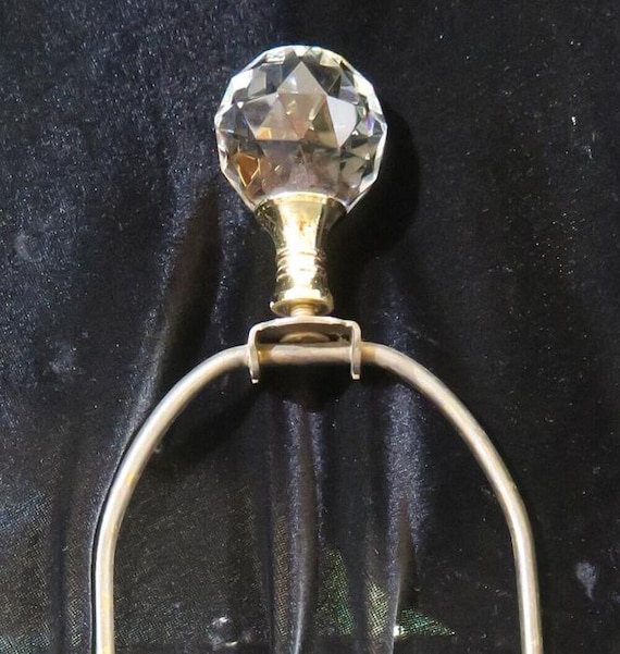 1 Shade Harp Holder Part For Lamp Clear Large Faceted Ball Finial