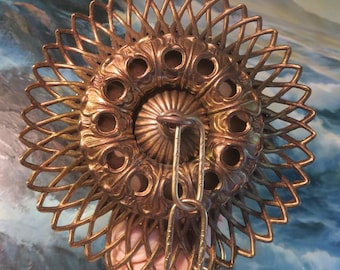 Vintage Rosette Spelter Medallion canopy lamp chandelier filigree part Sunbirst