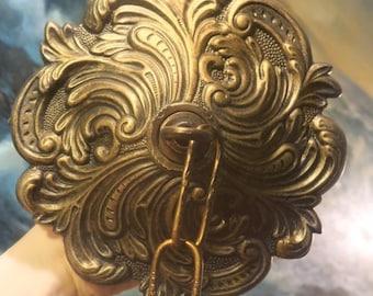 Canopy Part Vintage Gold Ceiling Cast Brass Flur-De-Lis Old Patina 6.25"