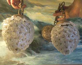 2 schansen lampen kralen glas messing kristallen lantaarn bloesem bloemschermen Italië