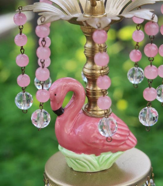 1 Tiny Swag Vintage Lamp Pink Flamingo Chandelier… - image 2