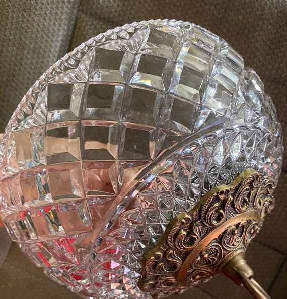 Rosette Canopy Ceiling Part Vintage Crystal Glass… - image 2