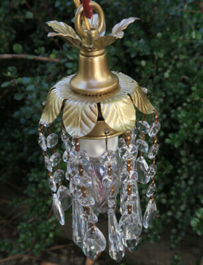 Hanging Pendant Swag Plugin Lamp Chandelier Crystal Prism Etsy