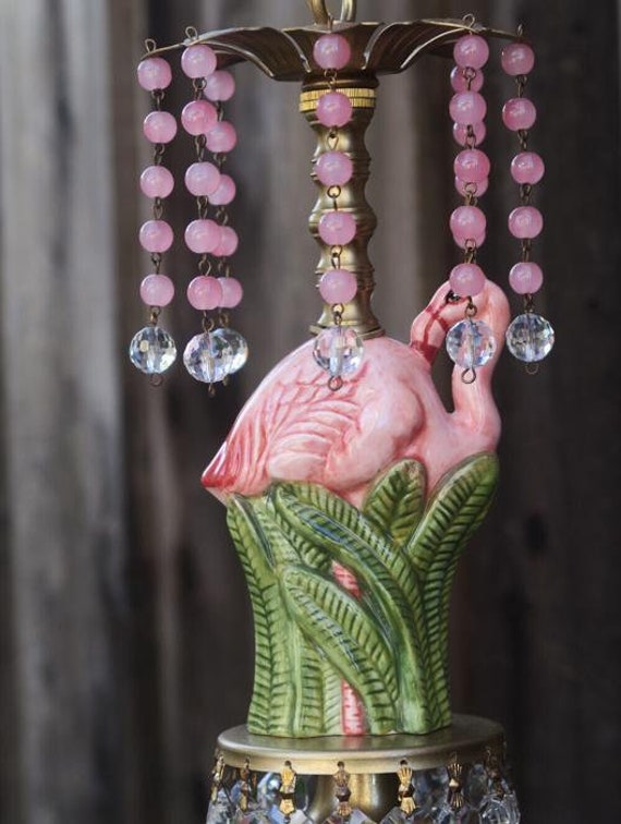 A Mini Swag Vintage Lamp Pink Flamingo Chandelier… - image 4