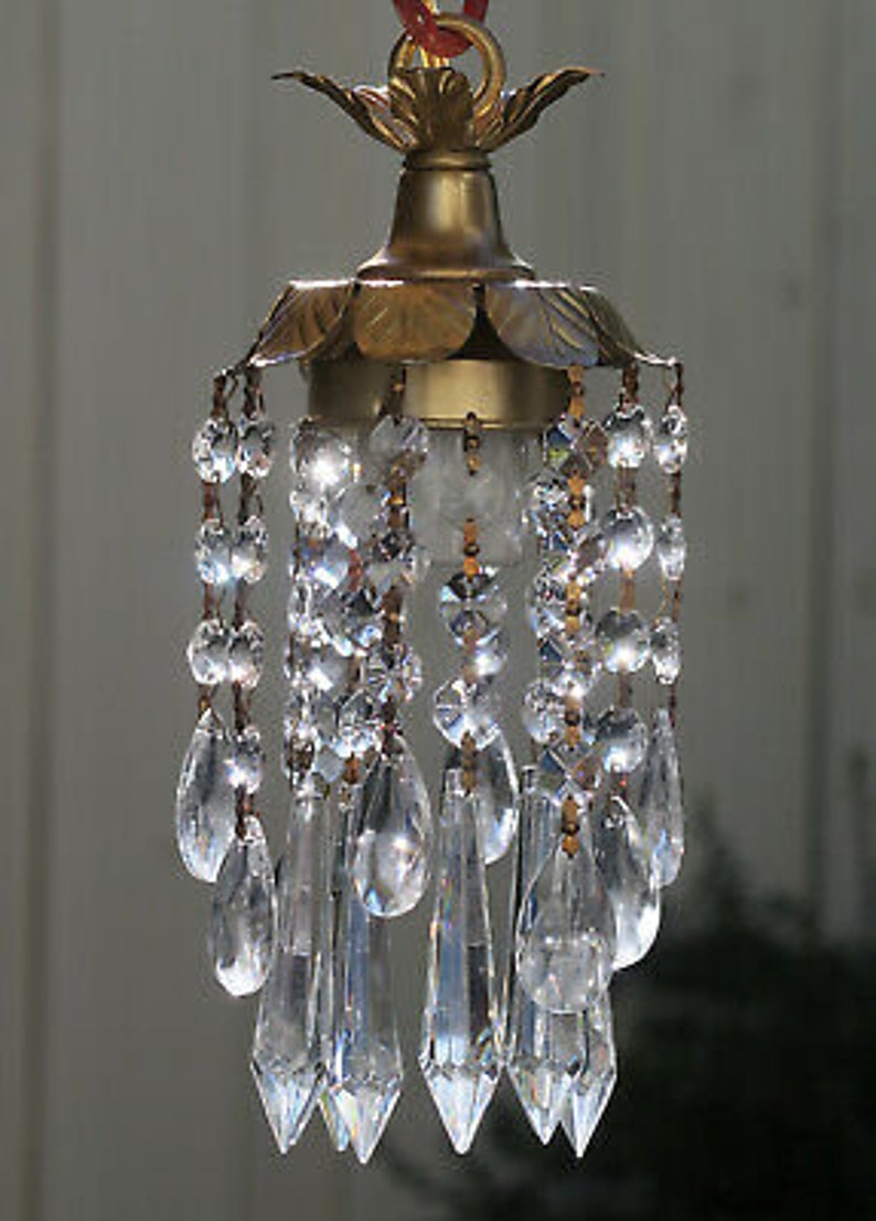 Hanging Pendant Swag Plugin Lamp Chandelier Crystal Prism Etsy