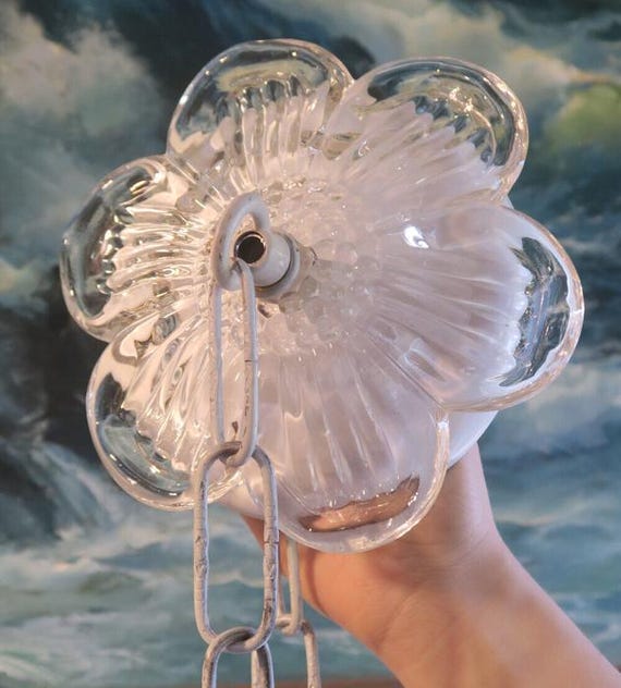 フラワーキャノピー Vintage Art Glass Flower Blossom Canopy Lamp Chandelier Part