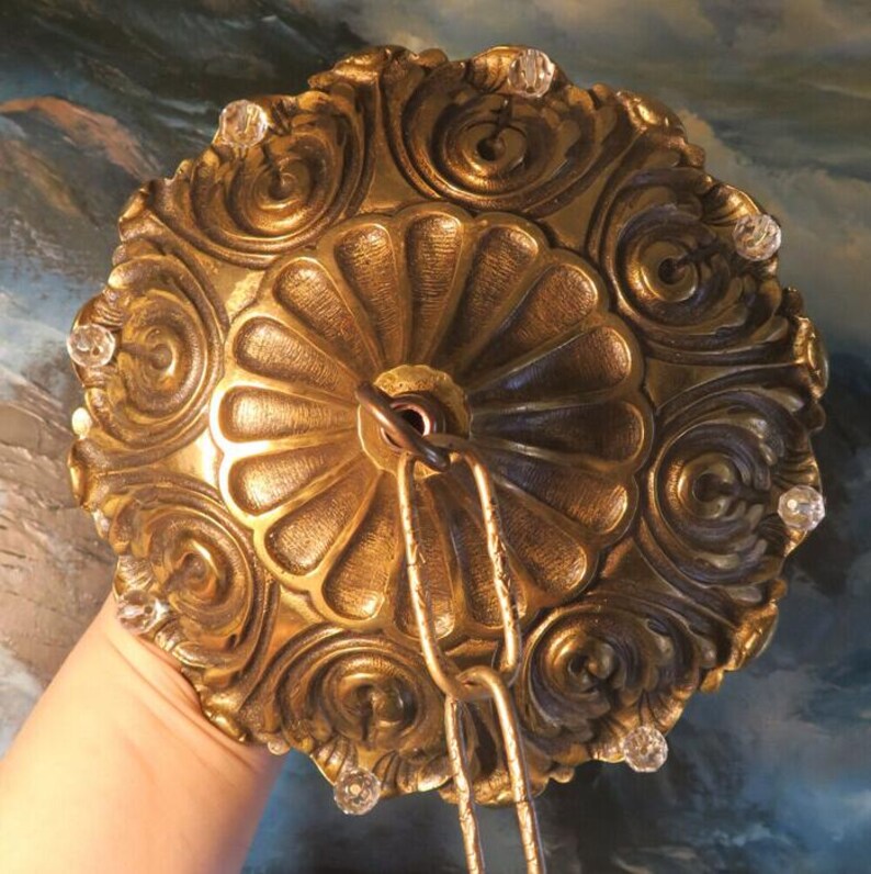 7.75" Rosette Vintage Brass Bronze Ceiling Medallion Canopy Lamp ...
