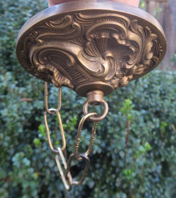 Vintage Brass Bronze Ceiling Canopy Lamp Chandeli… - image 7