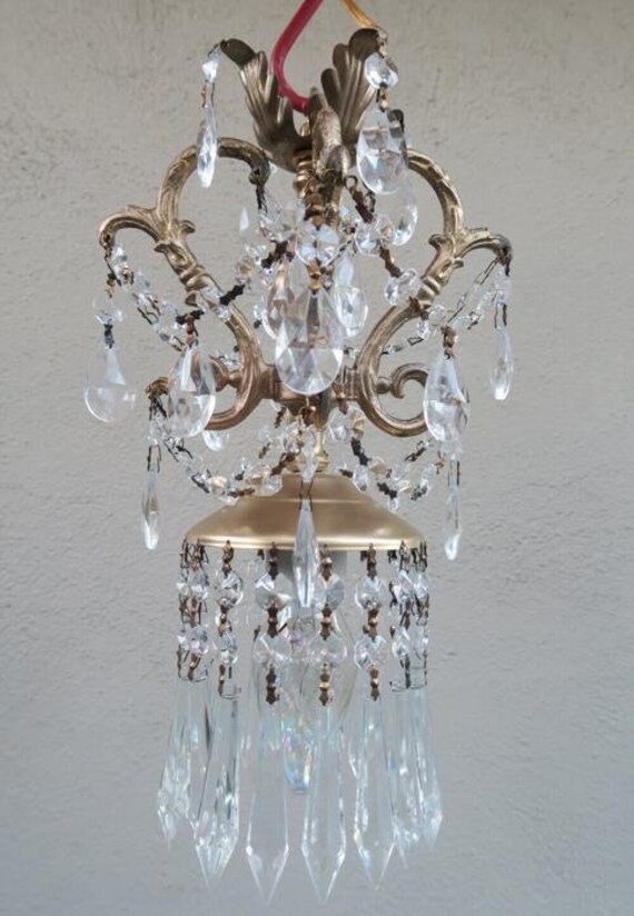 Swag Lamp Chandelier Vintage Spelter Rococo Brass… - image 2