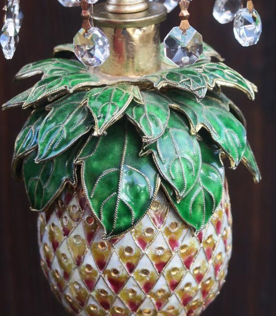 Vintage Pineapple Palm Lamp Swag Brass Chandelier… - image 3
