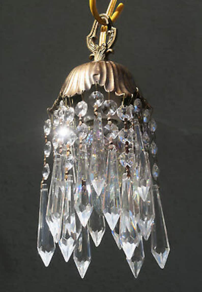Vintage Hanging Lily Tulip Brass Bronze Swag Lighting Lamp ...
