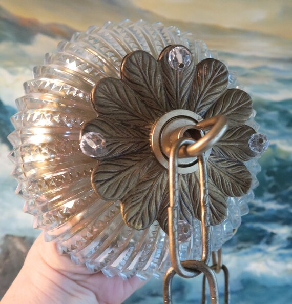 ヴィンテージ チェコ ビーズガラス シャンデリア 3灯/クリスタル