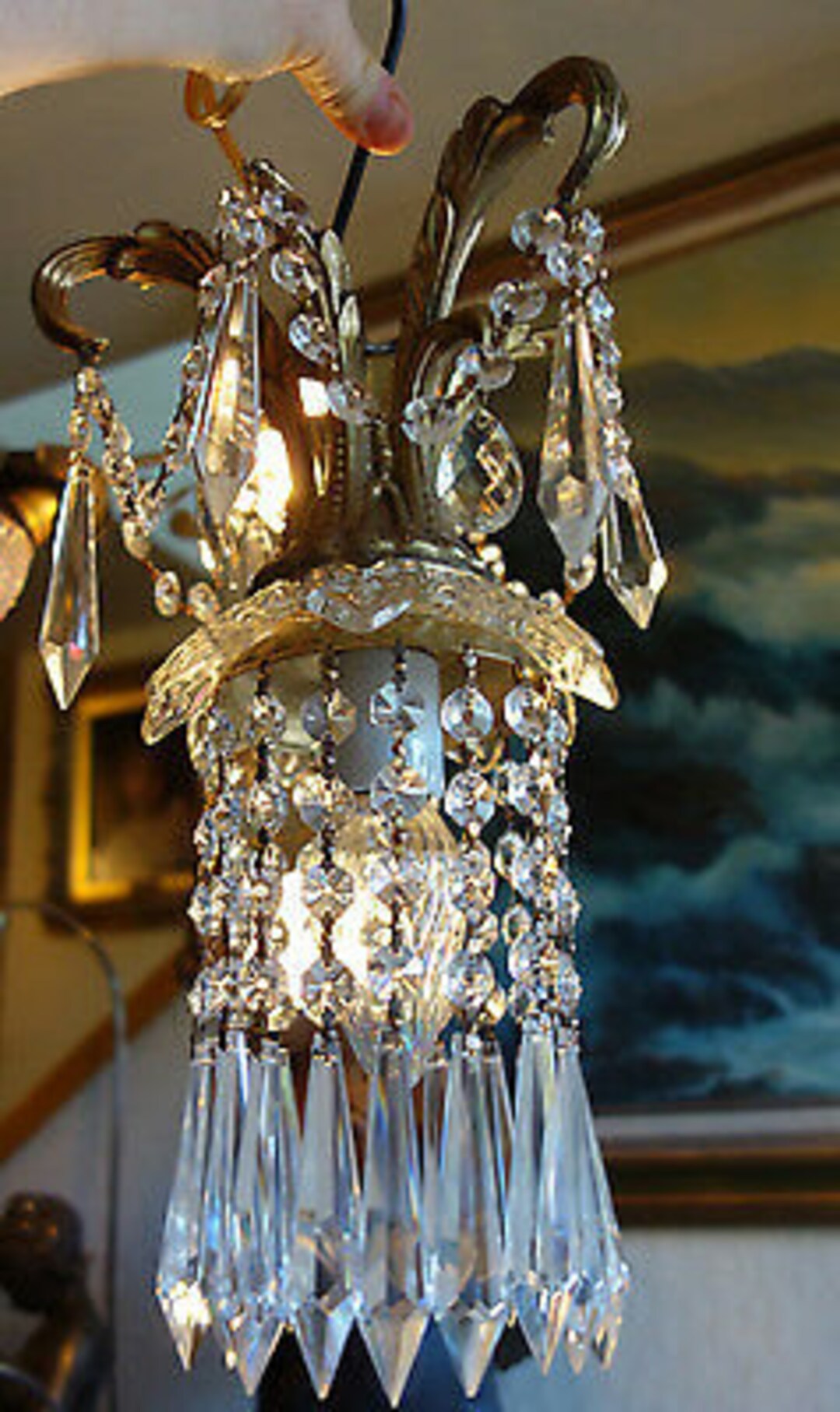 Swag on sale crystal chandelier