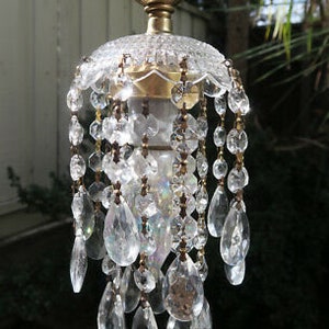 10 Icicle Vintage French Crystal Glass Prism Lamp sconce Chandelier Part brass 