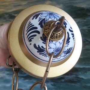 5&quot; Canopy Ceiling Part Vintage Delft Blue Porcelain Lamp Chandelier brass with chain