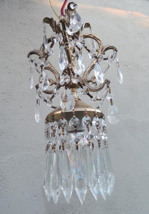 Swag Lamp Chandelier Vintage Spelter Rococo Brass… - image 8