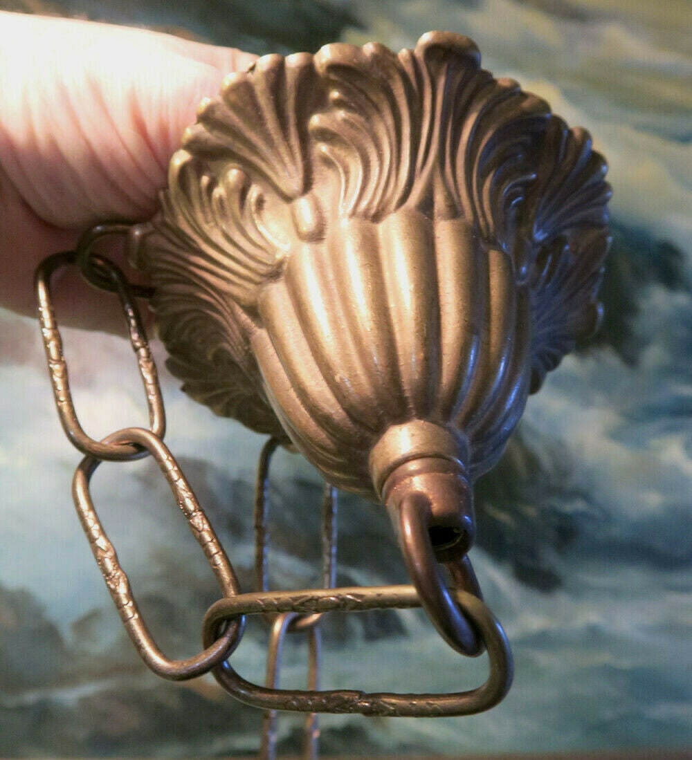 Vintage Canopy Lamp Chandelier Chain Ceiling Part Brass Bronze Etsy UK