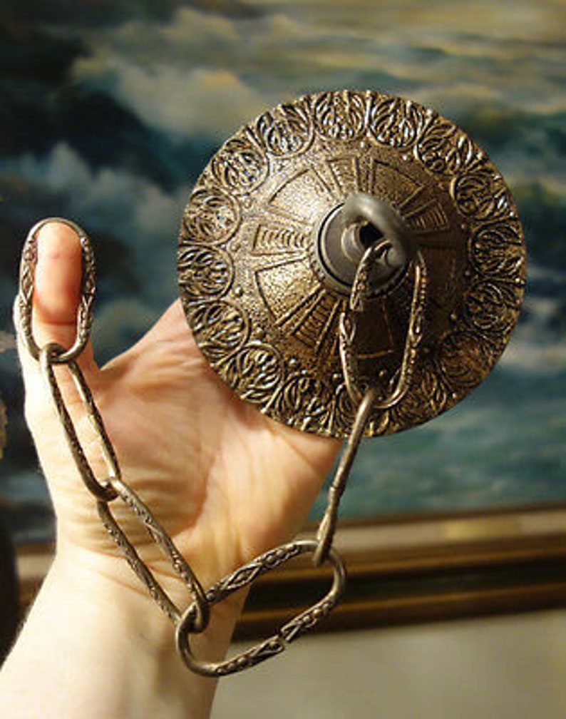 4.25 Round Vintage Brass Bronze Ceiling Cap Canopy Chain ...