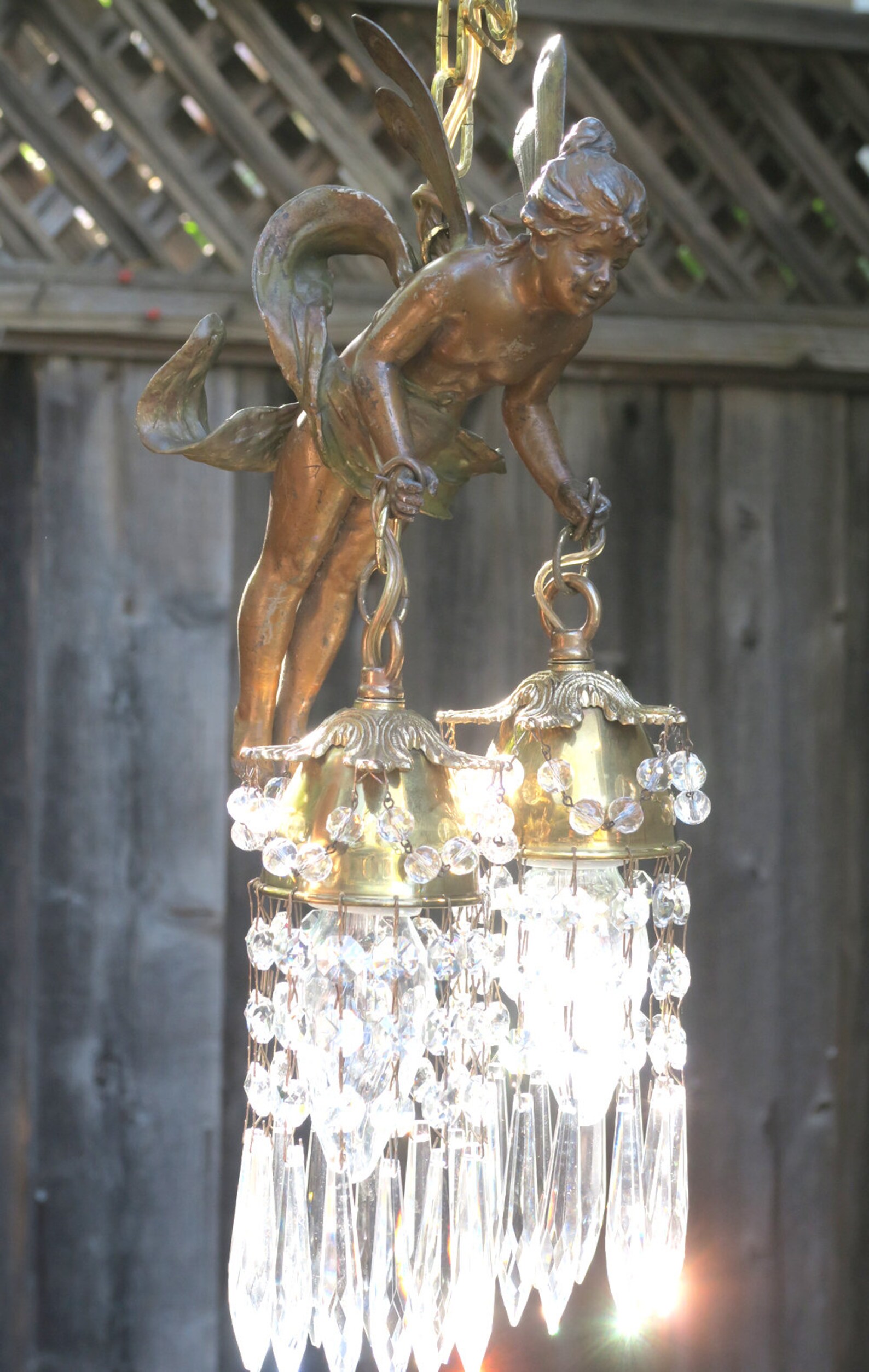 Spelter Vintage French lady Lamp Flying Fairy dragonfly Cherub | Etsy