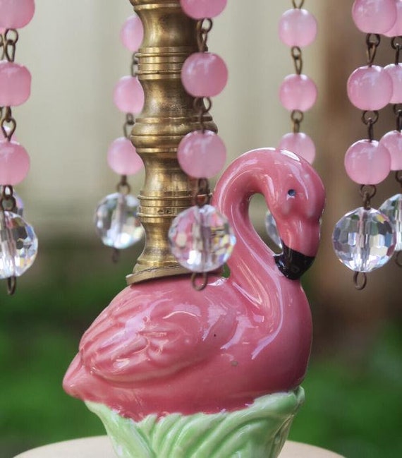 1 Tiny Swag Vintage Lamp Pink Flamingo Chandelier… - image 9