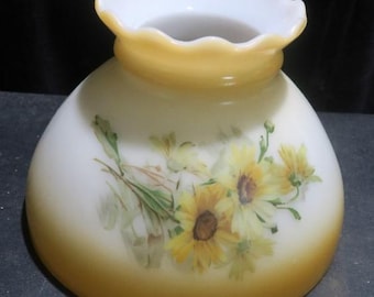 Old Vintage Gwtw Glass Lamp Shade Part  Mid Century Wild Flowers