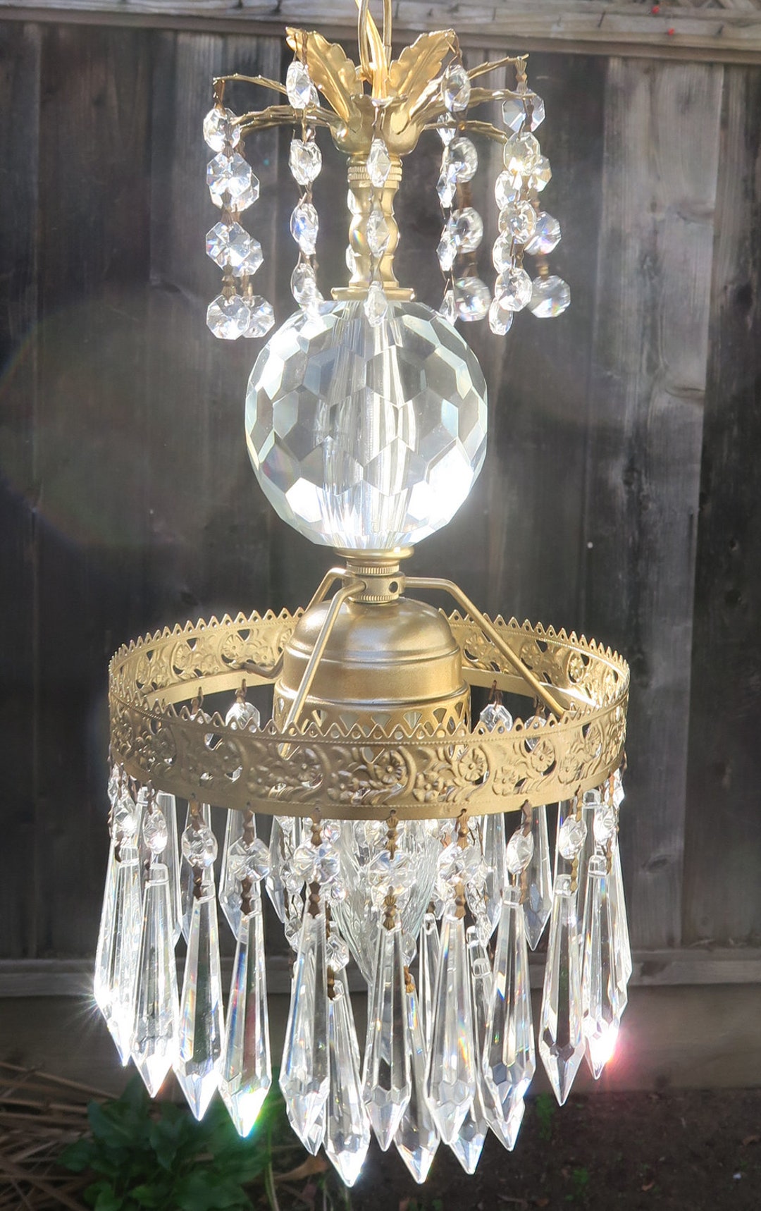 Vintage Swag Plugin Crystal Faceted Cut Large Globe Icy Clear Brass Hanging Lamp Chandelier Double Tiered Crystal Prisms - Etsy Vintage Swag Plugin Crystal Faceted Cut Large Globe Icy Clear Brass Hanging Lamp Chandelier Double Tiered Crystal Prisms - Etsy