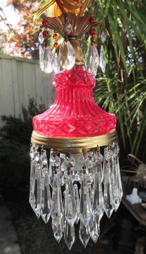 Vintage Ruby Beaded Lady Cupcake Glass Crystal Bra