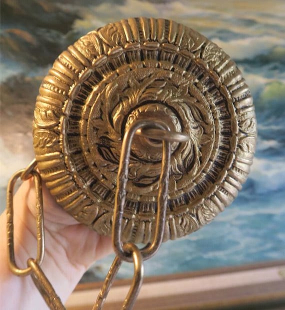 Vintage Brass Bronze Ceiling Canopy Chain Lamp Chandelier Part Spain
