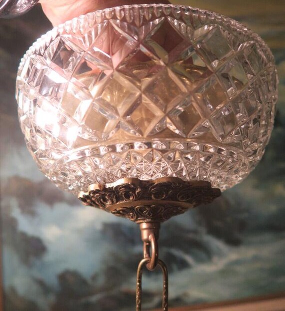 Rosette Canopy Ceiling Part Vintage Crystal Glass… - image 6