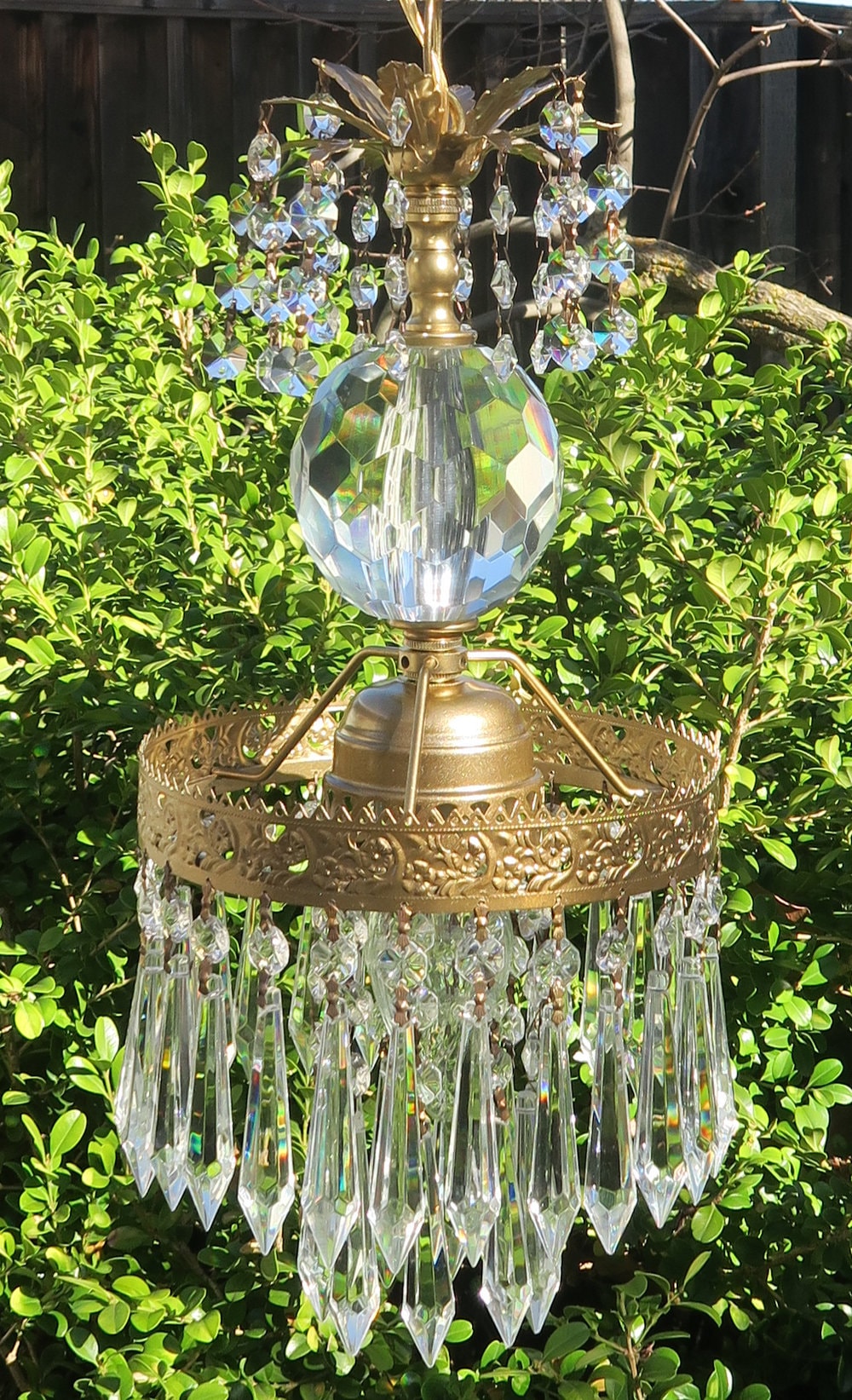Vintage Swag Plugin Crystal Faceted Cut Large Globe Icy Clear Brass Hanging Lamp Chandelier Double Tiered Crystal Prisms - Etsy Vintage Swag Plugin Crystal Faceted Cut Large Globe Icy Clear Brass Hanging Lamp Chandelier Double Tiered Crystal Prisms - Etsy