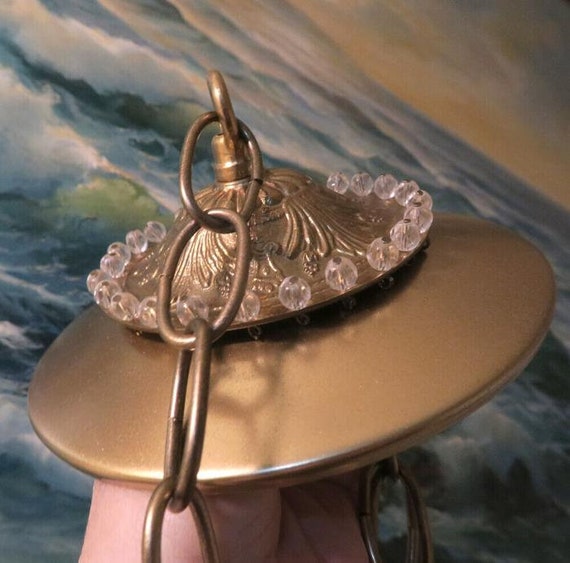 Beaded 5" Vintage Brass Loop Tole Ceiling Canopy … - image 5