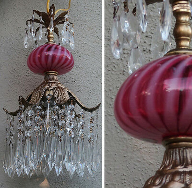 Lilie Kristall Spelter Deckenlampe Kronleuchter Swirl Fenton | Etsy