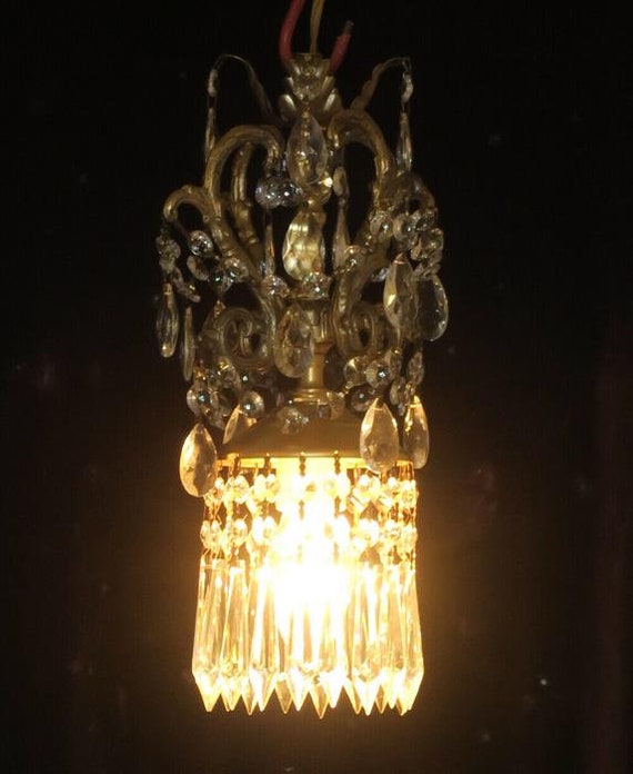 Swag Lamp Chandelier Vintage Spelter Rococo Brass… - image 3