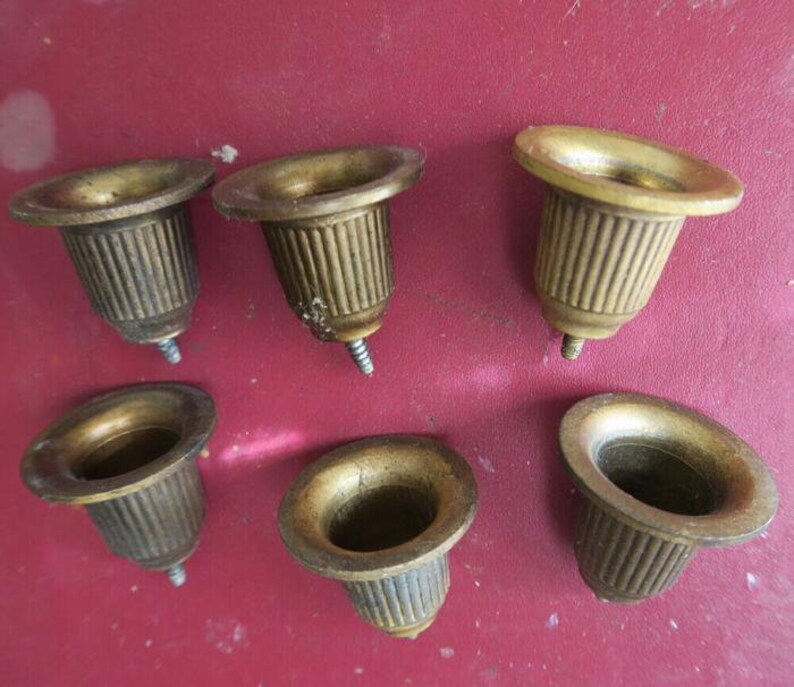 6 Ribbed Metal Candle Holder Lamp Spelter Candlestick Etsy