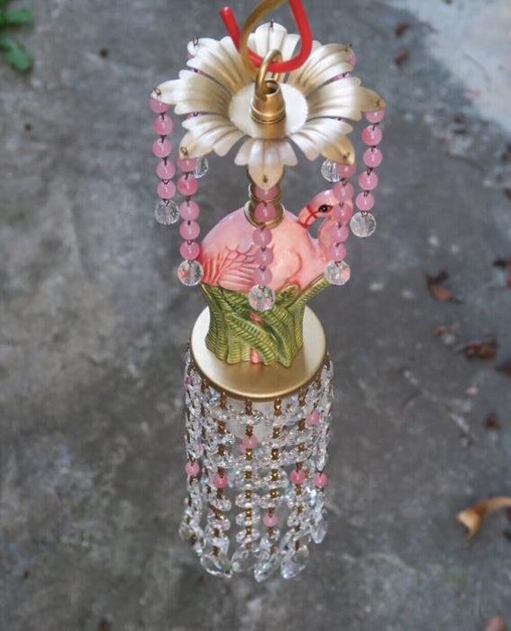A Mini Swag Vintage Lamp Pink Flamingo Chandelier… - image 6