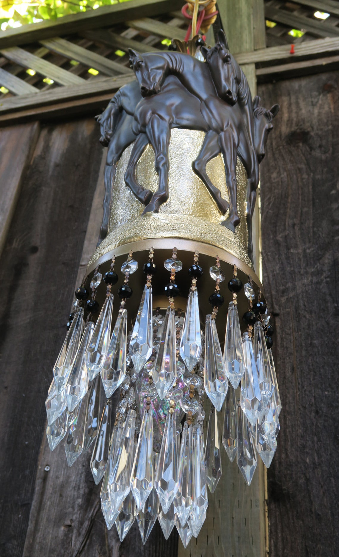 1 Golden Stallion Horse Chandelier Hanging Ceiling Fixture - Etsy