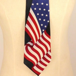 90s American Flag Neck Tie, Patriotic Neck Tie, Independence Day July 4 Tie, Democrat Republican, USA, Red White Blue Tie