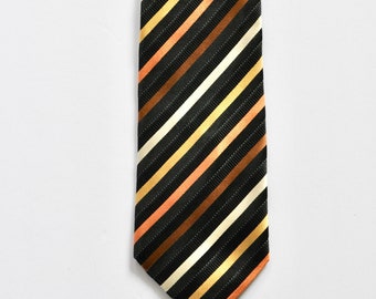 Valerio Garati Silk Tie: Orange Diagonal Stripes, 90s Y2K Designer Menswear