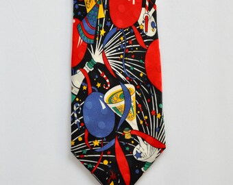 Cheerful Celebration Balloons and Noise Makers Tie, Birthday Graduation Anniversary New Year Milestone, Ties by Disguise, Gift for Him Boss