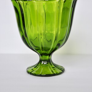 Vintage Moss Green Glass Candy Bowl - Mid-Century Pedestal Dish